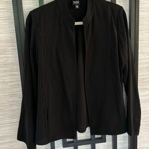 Eileen Fisher Navy silk textured jacket 3/4 sleeves M
